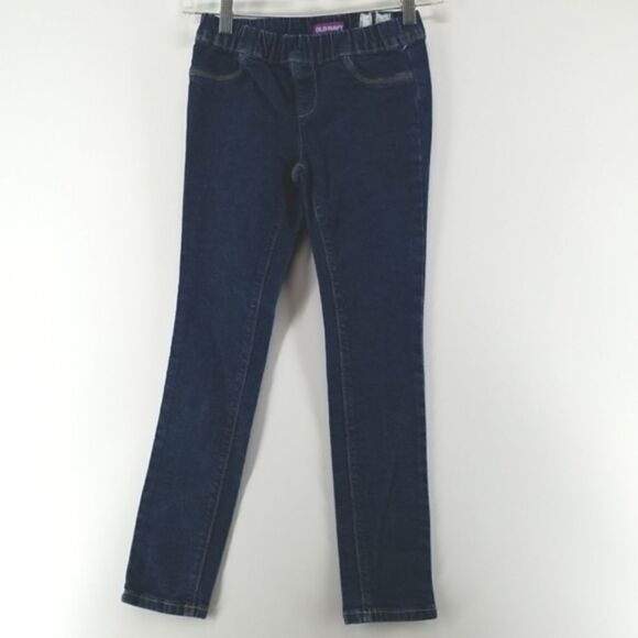Old Navy Jeans Girls Kids Size 8 Regular Super Skinny Pull On Dark Blue Denim - Picture 1 of 6